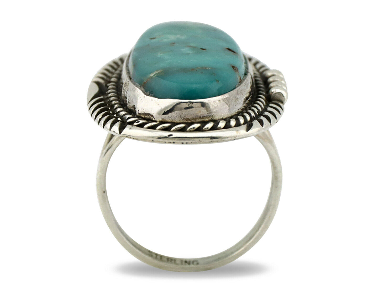 Navajo Ring .925 Silver Kingman Turquoise Signed William Denetdale C.80's