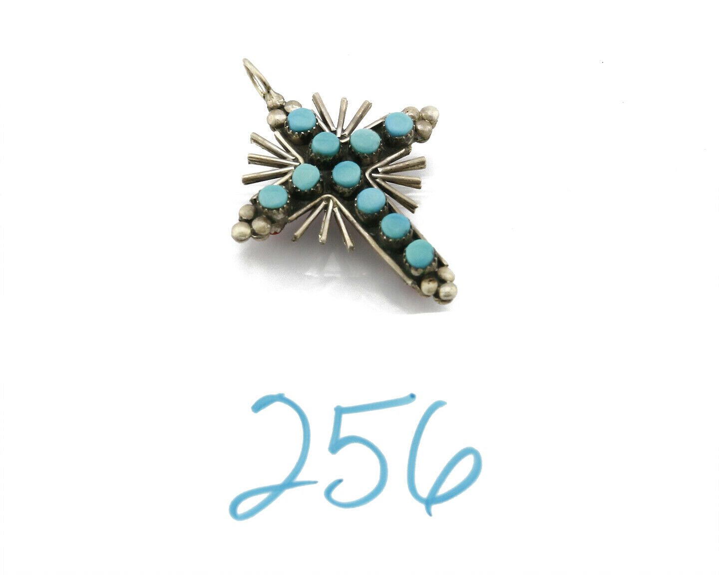 Zuni REAL Turquoise and Coral Reversible 925 Silver Handmade Cross Pendant