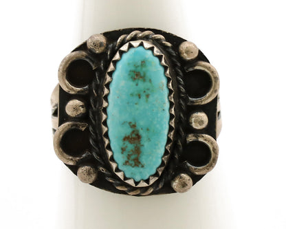 Navajo Ring .925 Silver Kingman Turquoise Artist Signed F C.80's