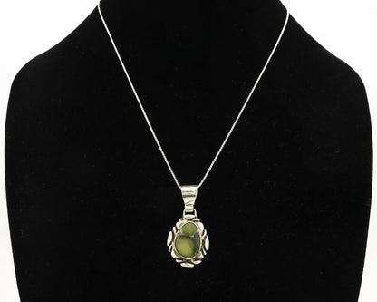 Navajo Necklace .925 Silver Damele Variscite Signed Sun C.1980's