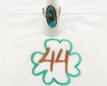 Navajo Ring .925 Silver Kingman Turquoise Artist Signed Gecko C.90's