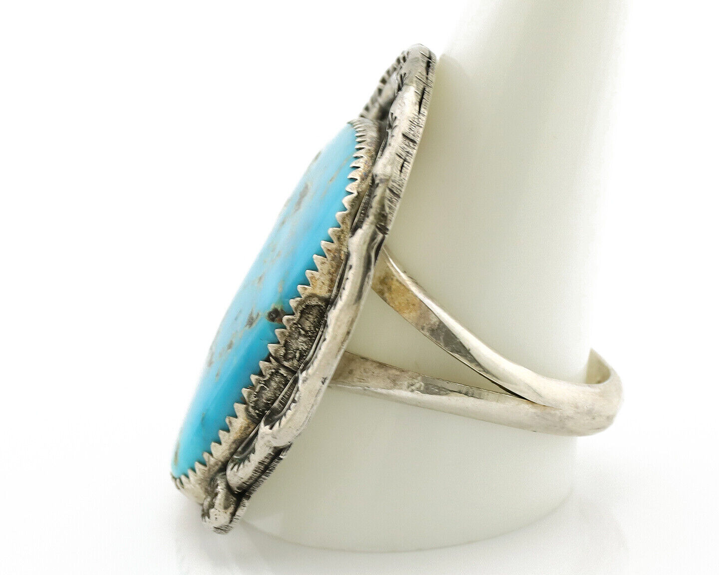 Navajo Horse Shoe Ring 925 Silver Bisbee Turquoise Native Artist C.80's