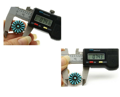 Zuni Earrings .925 Silver Petti Point Natural Blue Turquoise Native Artist C.80s