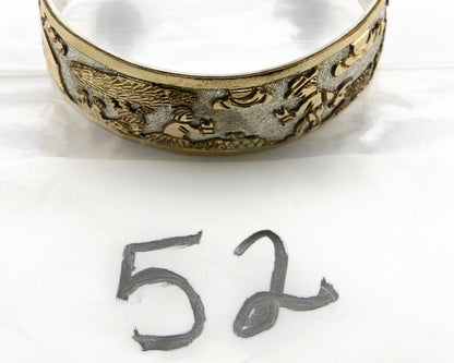 Navajo Bracelet Pictograph Landscape SOLID .925 Silver & 12K GF Artist Signed B
