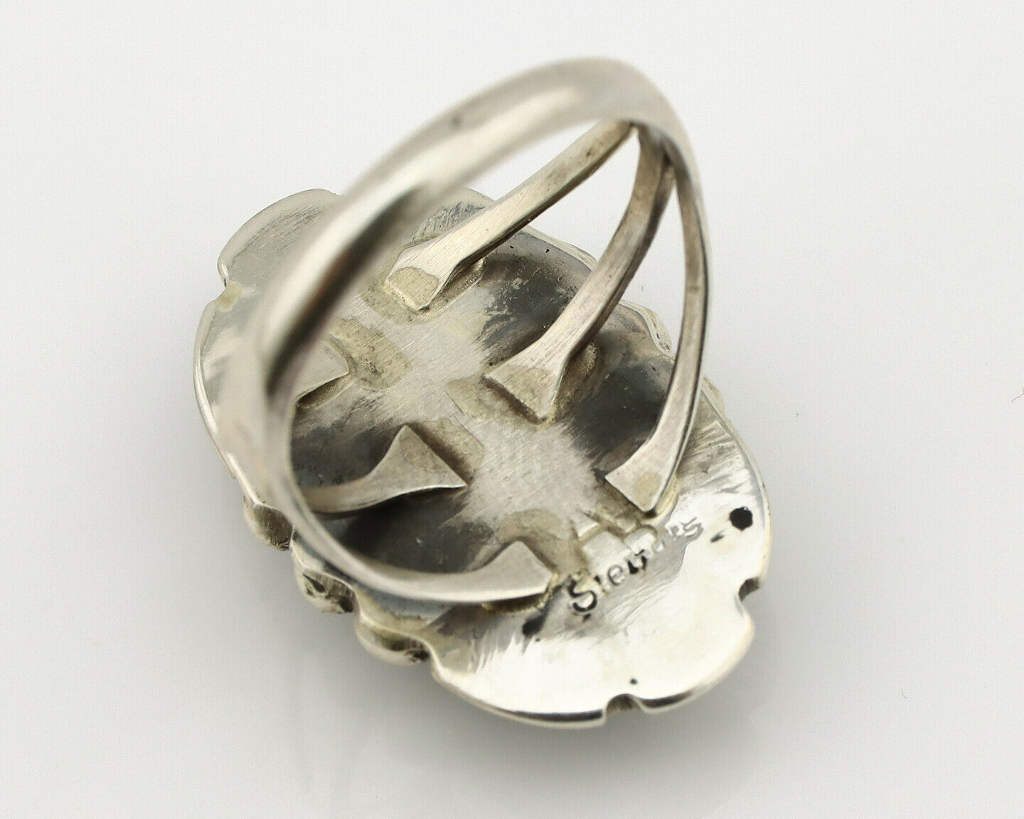 Navajo Ring .925 Silver Kingman Turquoise Artist Signed A C.1980's