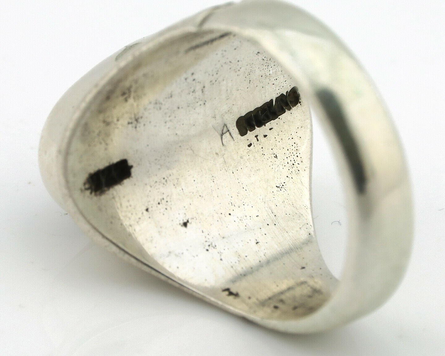 Navajo Ring .925 Silver Green Turquoise Native American Artist C.80's