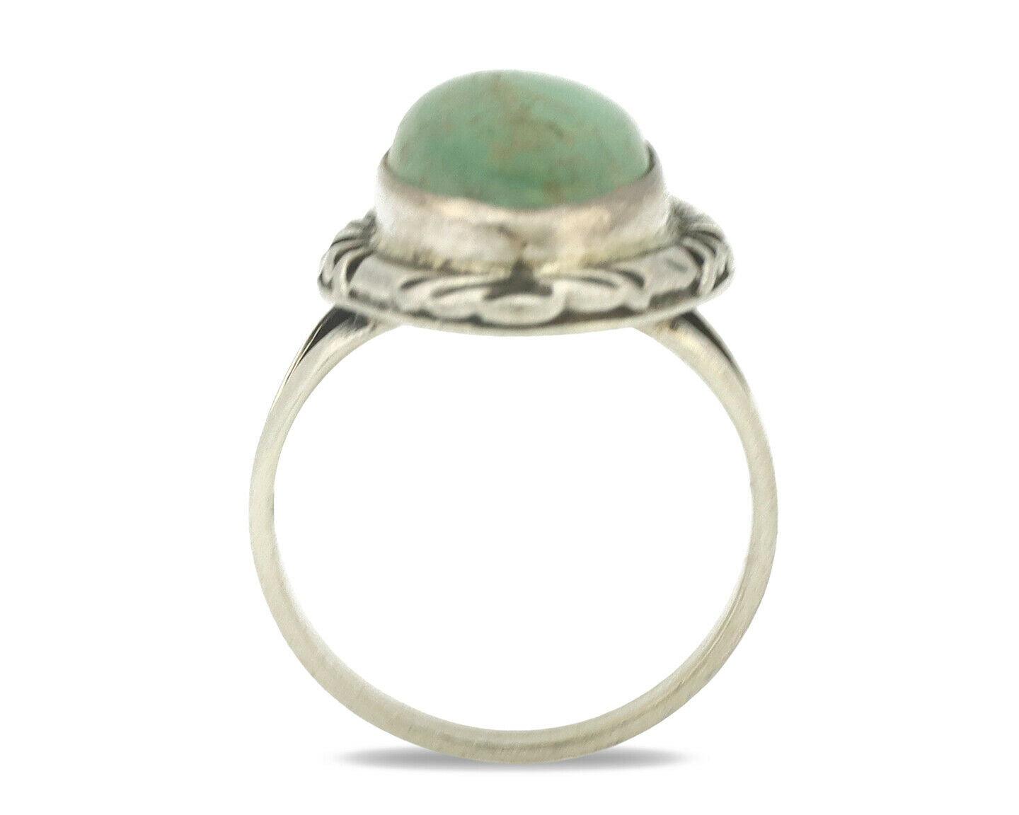 Navajo Ring .925 Silver Natural Turquoise Artist Signed Native American C.80's