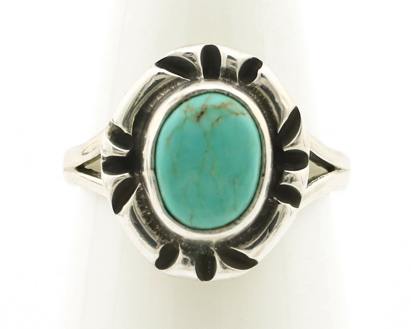 Navajo Ring .925 Silver Kingman Turquoise Artist Signed Gecko C.90's