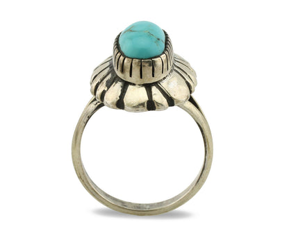 Navajo Ring .925 Silver Natural Mined Turquoise Artist Signed M Montoya C.80's