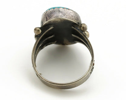 Navajo Ring .925 Silver Blue Turquoise Native American Artist C.1980's