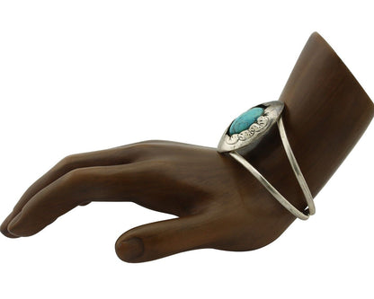 Navajo Cuff Bracelet 925 Silver Natural Turquoise Native American Artist C.80's