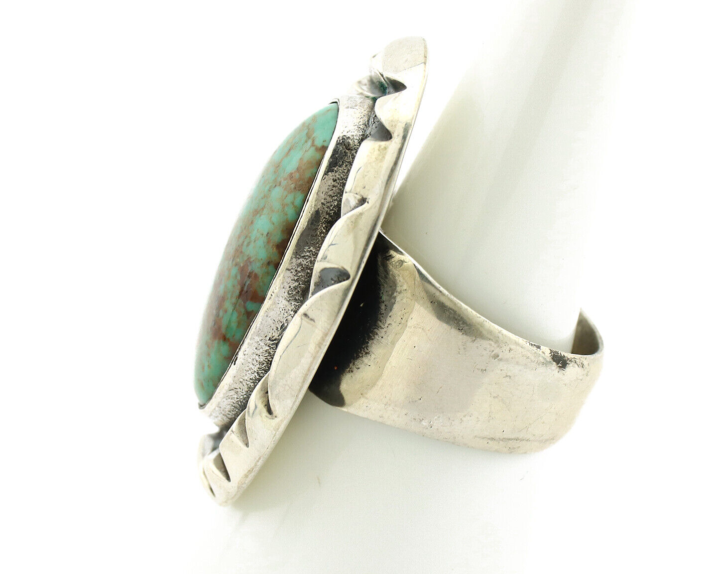 Navajo Ring 925 Silver Spiderweb Bisbee Turquoise Signed C Montoya C.80's