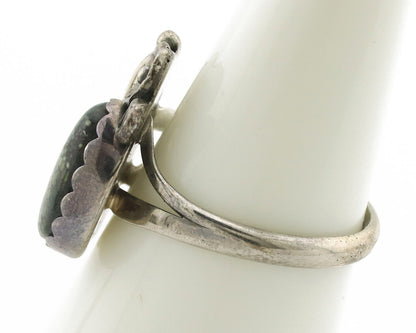 Navajo Ring .925 Silver Spiderweb Turquoise Handmade Native American Artist C80s