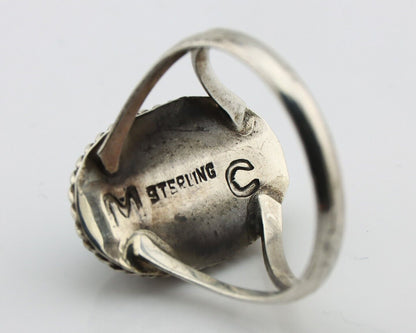 Navajo Handmade Ring 925 Silver Kingman Turquoise Artist Signed MC C.80's