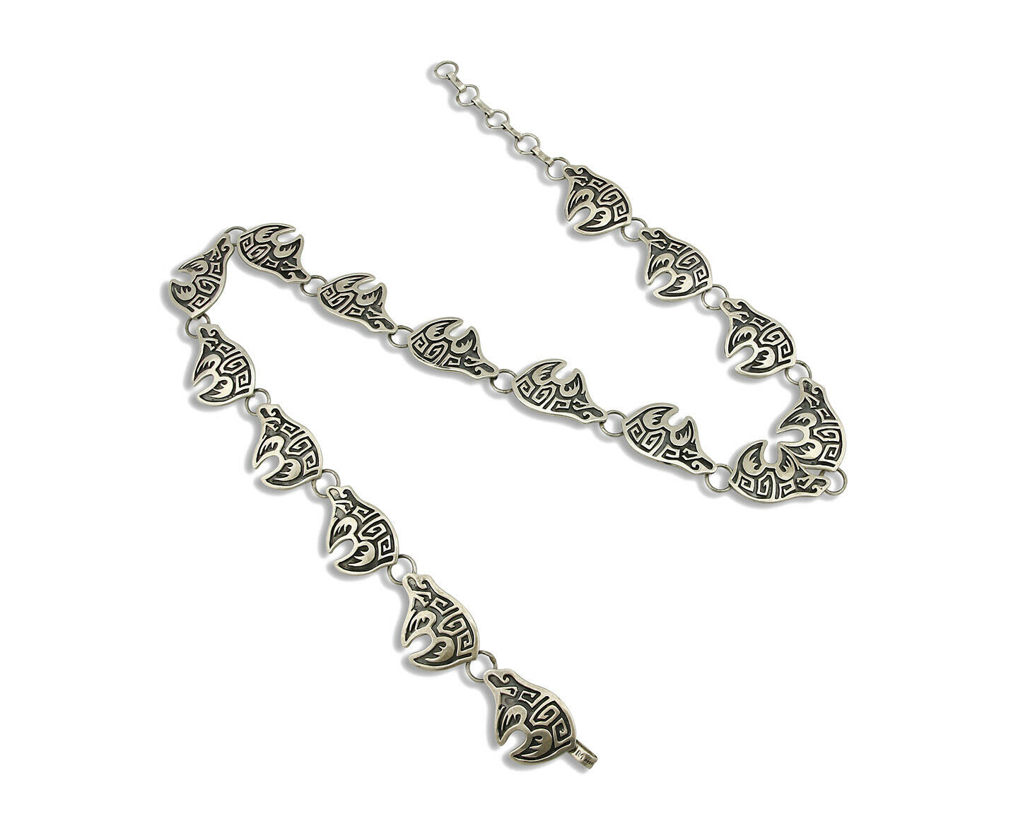 Navajo Spirit Bear Concho Belt .925 Silver Handmade Signed M Montoya C.80's