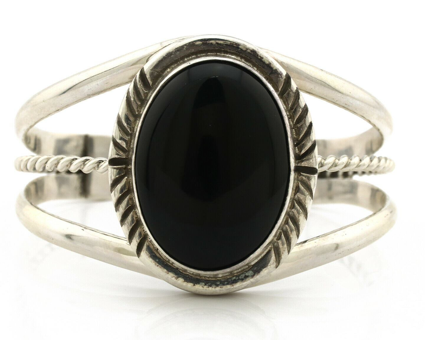 Navajo Bracelet .925 Silver Black Onyx Artist Native American C.90's