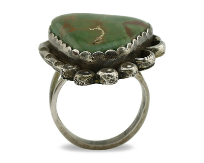 Navajo Ring .925 Silver Manassas Turquoise Artist Signed R C.1980's