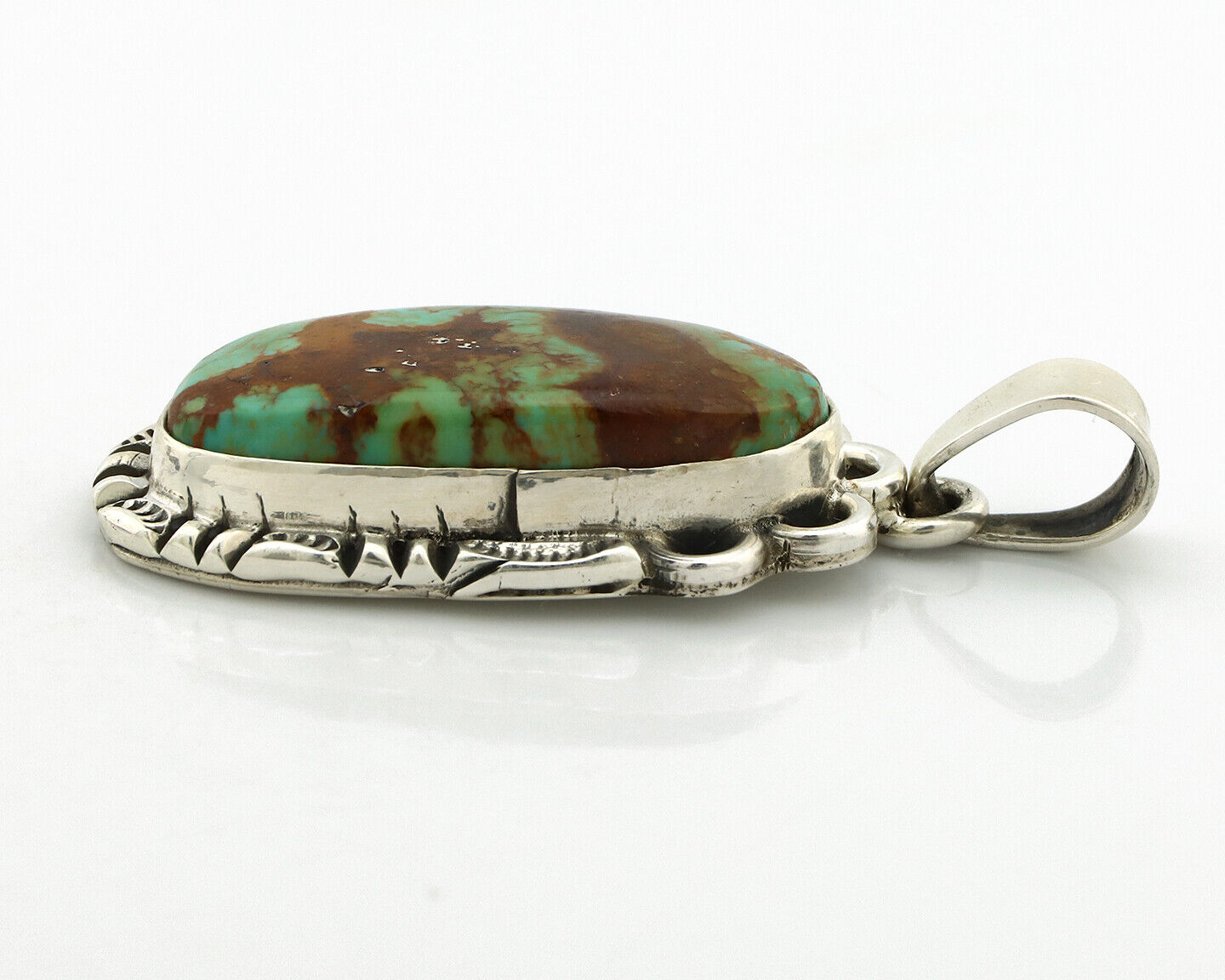 Navajo Necklace 925 Silver Kingman Turquoise Artist Signed Gecko C.80's
