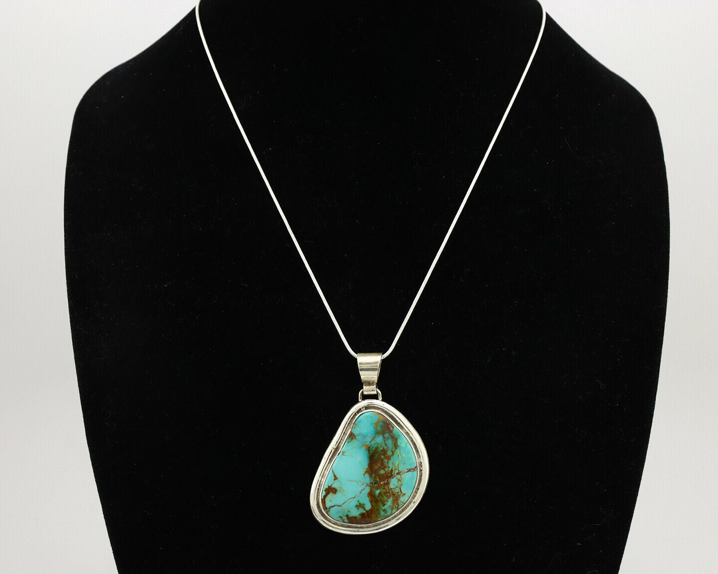 Navajo Necklace .925 Silver Royston Turquoise Signed Sun C.1980's