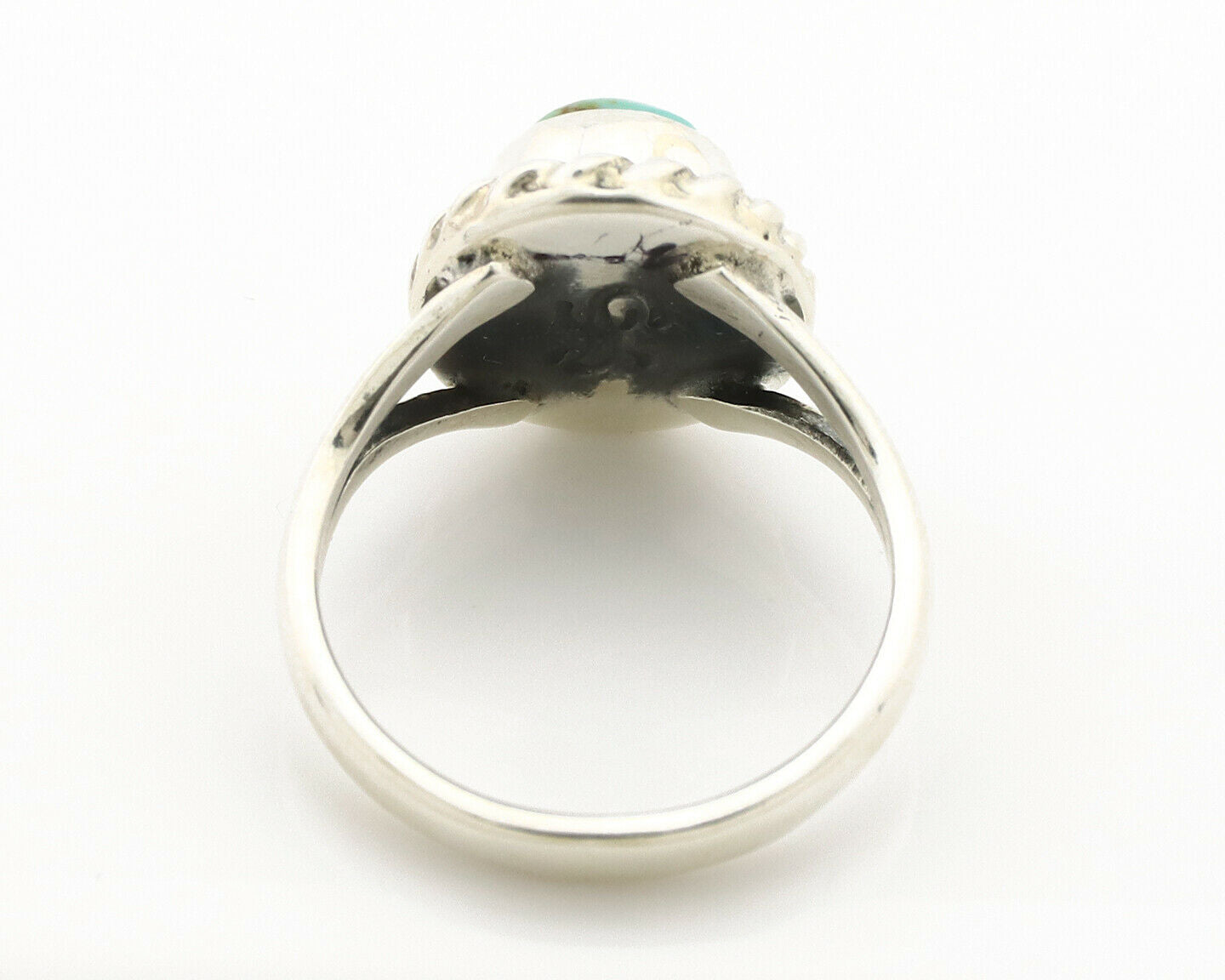 Navajo Ring .925 Silver Kingman Turquoise Artist Signed Gecko C.90's