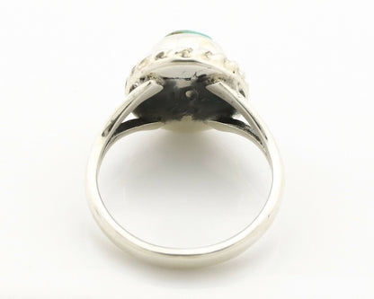 Navajo Ring .925 Silver Kingman Turquoise Artist Signed Gecko C.90's