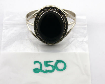 Navajo Bracelet .925 Silver Artist Signed PM Black Onyx C.80's