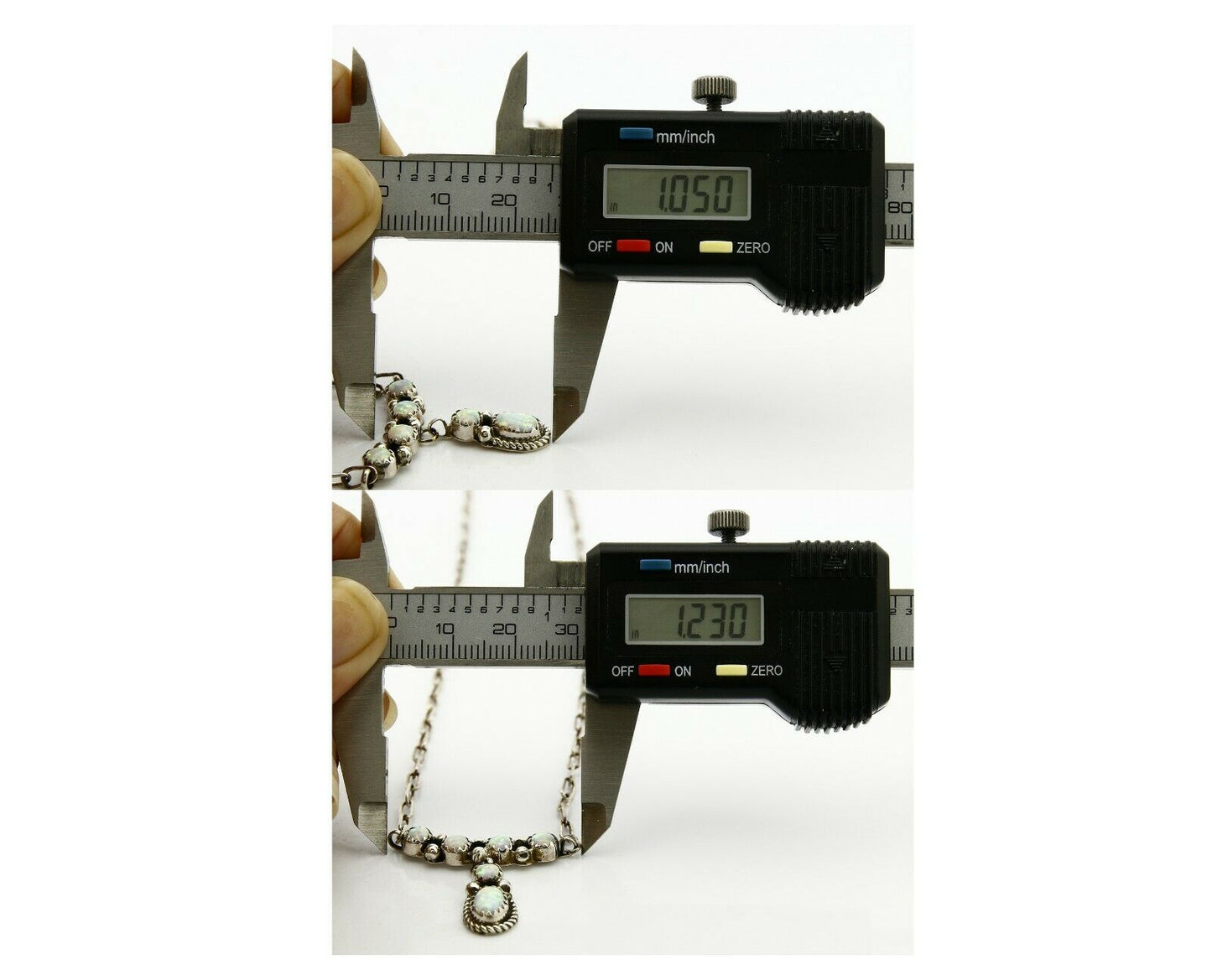 C.1990's Navajo Mae Bia Opal .925 Silver 5 Stone Necklace