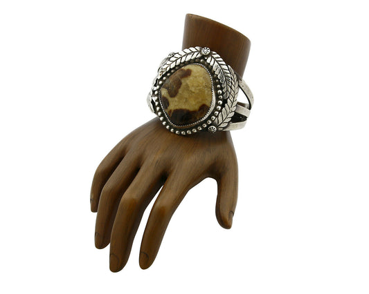 Navajo Bracelet .925 Silver Natural Agate Handmade Native C.80's