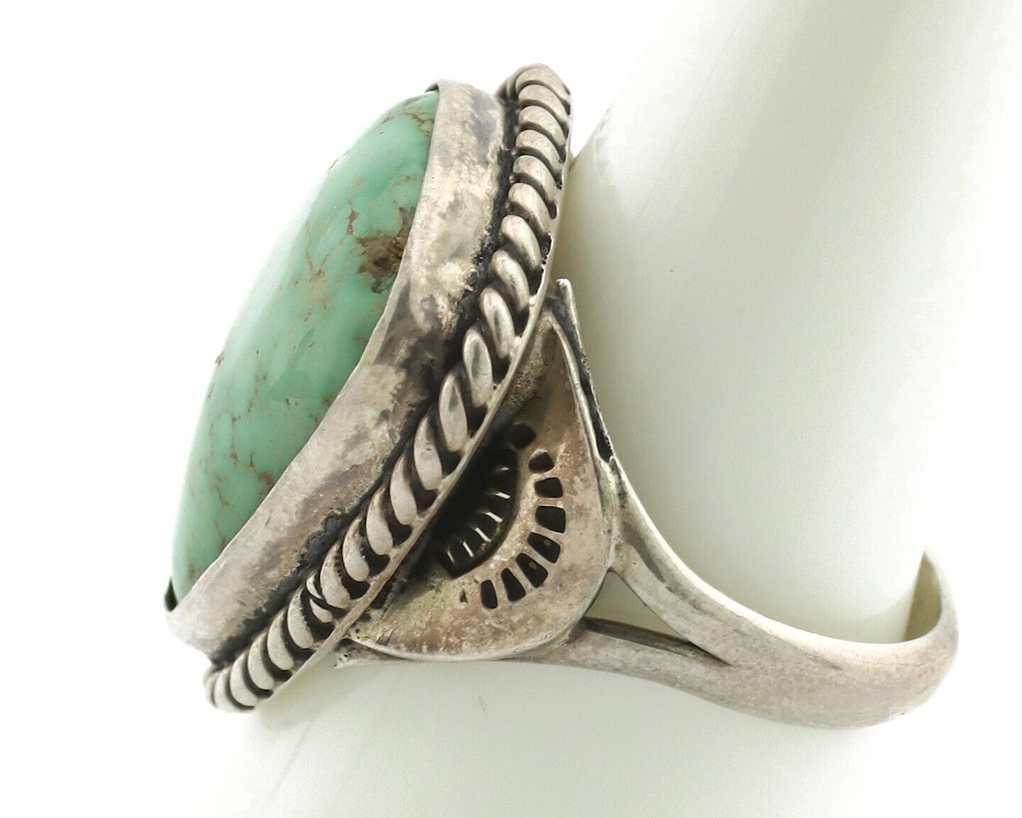 Navajo Ring 925 Silver Damelle Turquoise Native Artist Signed C.80's