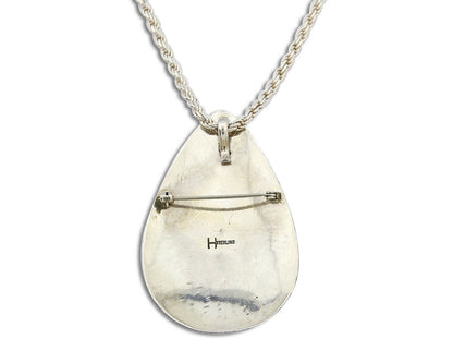 C. 1980's Navajo Signed "H" Natural Gemstone Pin or Pendant .925 Silver