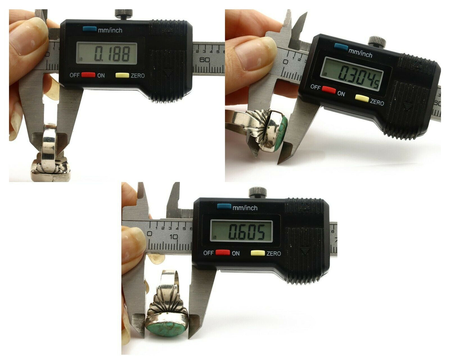 Navajo Ring .925 Silver Kingman Turquoise Artist Signed Apache C.80's