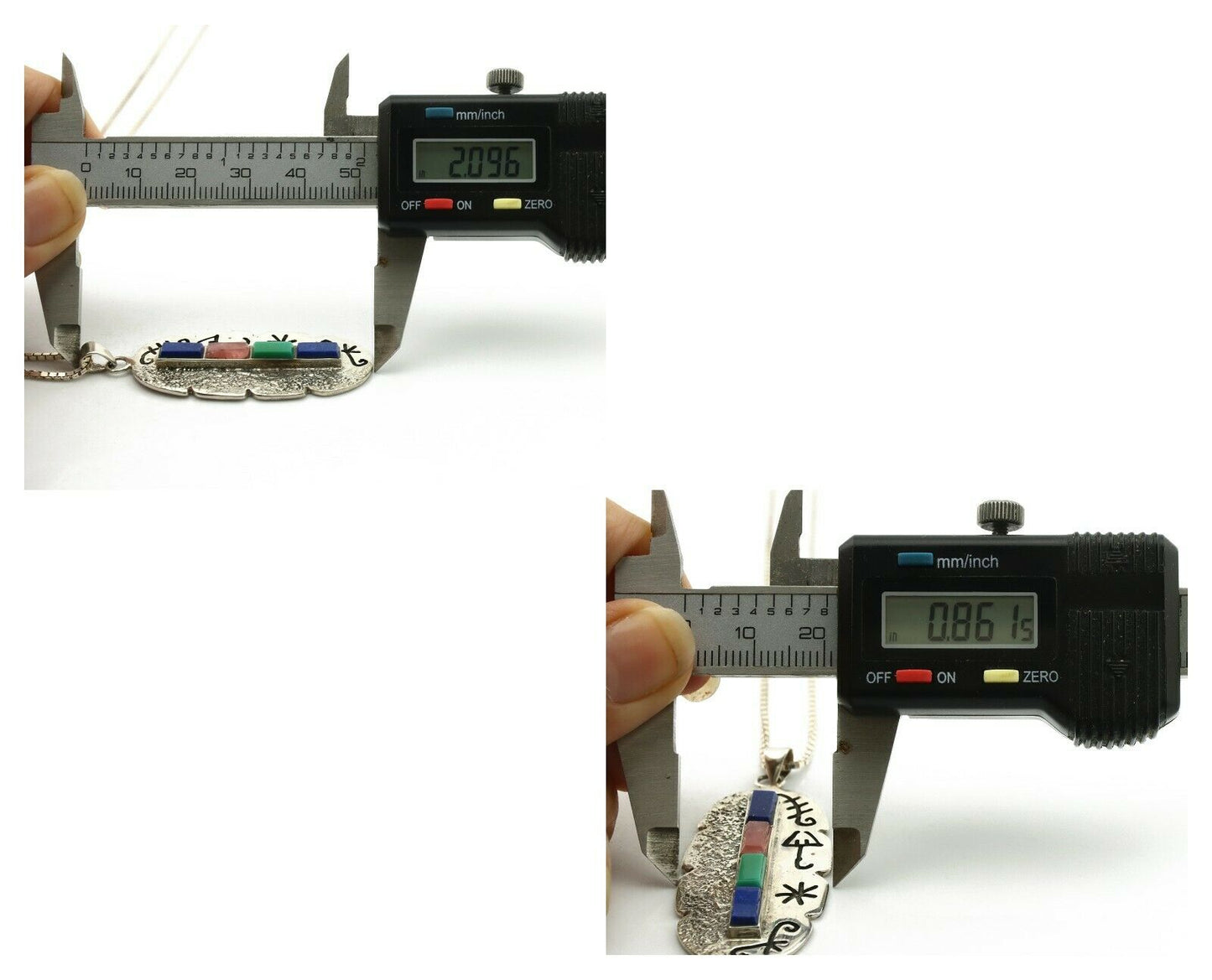 Navajo Necklace .925 Silver Natural Gemstone Native American C.80's