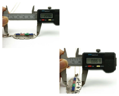 Navajo Necklace .925 Silver Natural Gemstone Native American C.80's