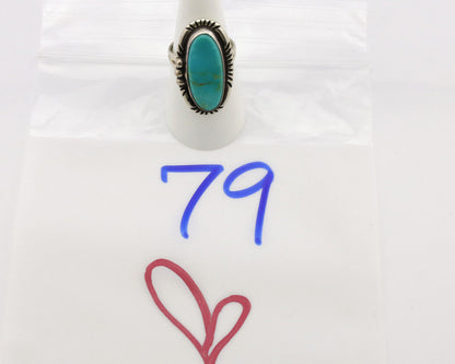 Navajo Ring .925 Silver Nevada Turquoise Native American Artist C.1980's