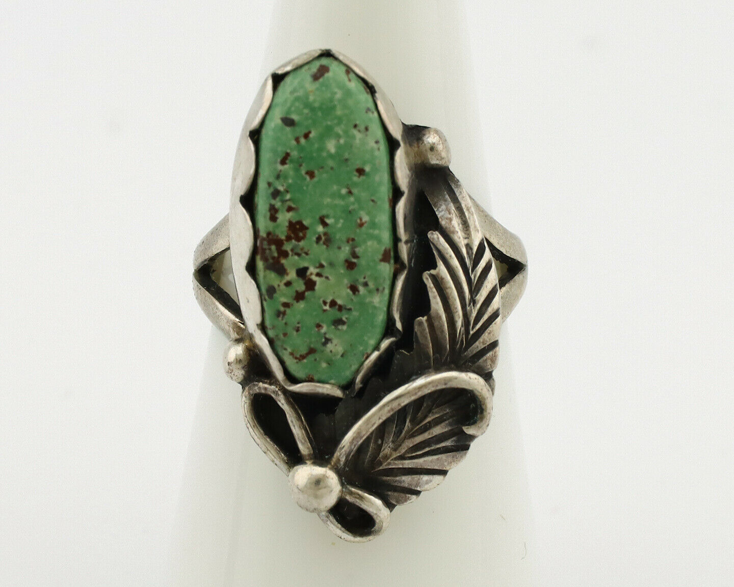 Navajo Ring .925 Silver Kingman Turquoise Native American Signed C.80's