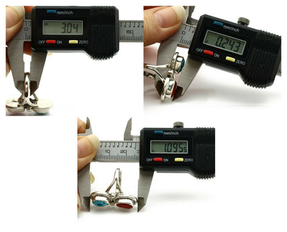 Navajo Ring .925 Silver Red Coral & Blue Turquoise Native Artist C.80's