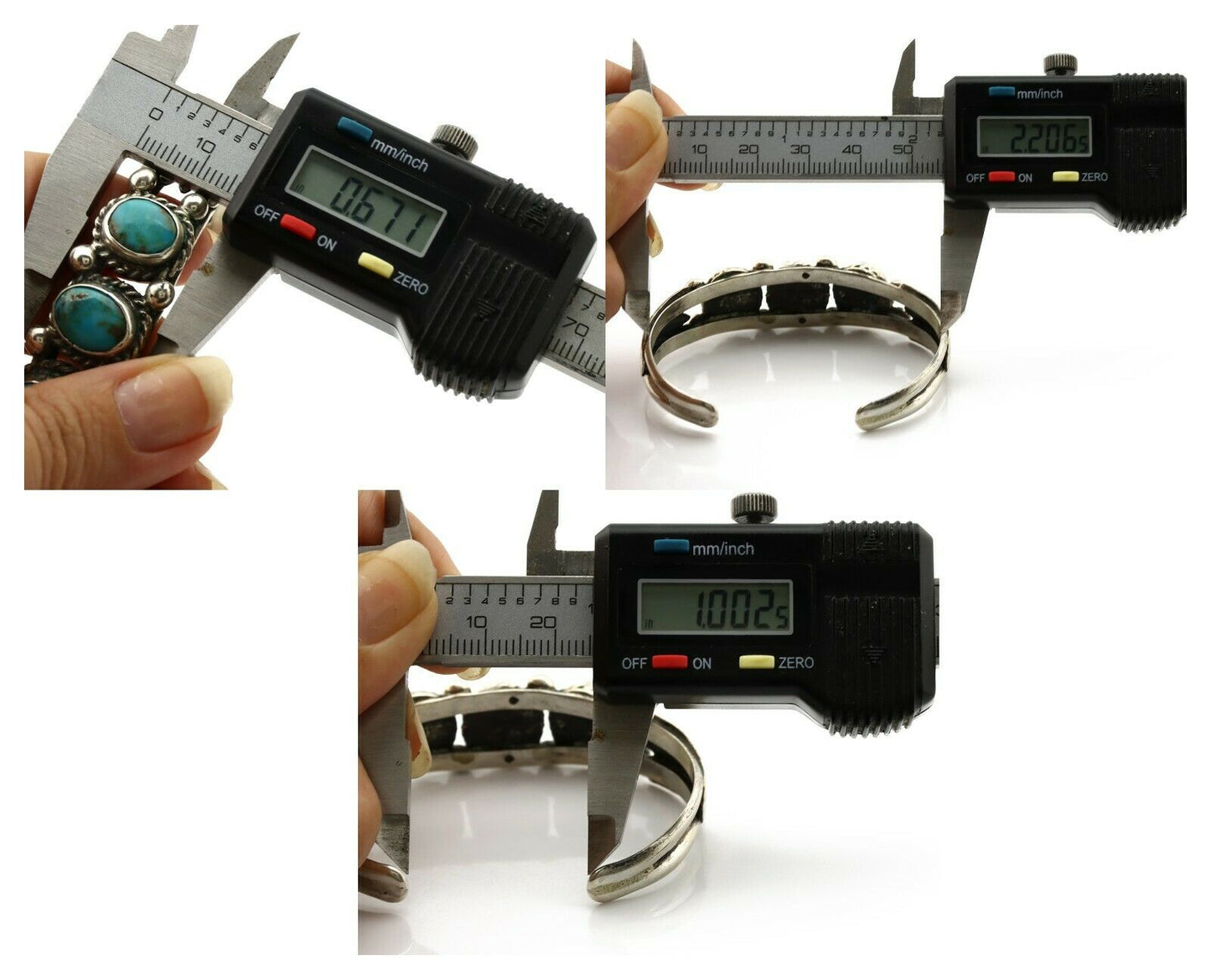 Navajo Bracelet .925 Silver Arizona Turquoise Artist Signed C Montoya Circa 80's