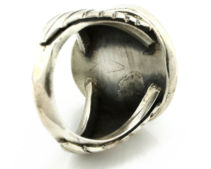 Navajo Ring .925 Silver Blue Gem Turquoise Artist Signed DZ C.80's