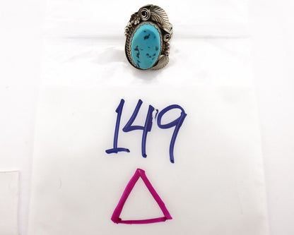 Navajo Inlay Band Ring 925 Silver Sleeping B Turquoise Signed Justin Morris C80s