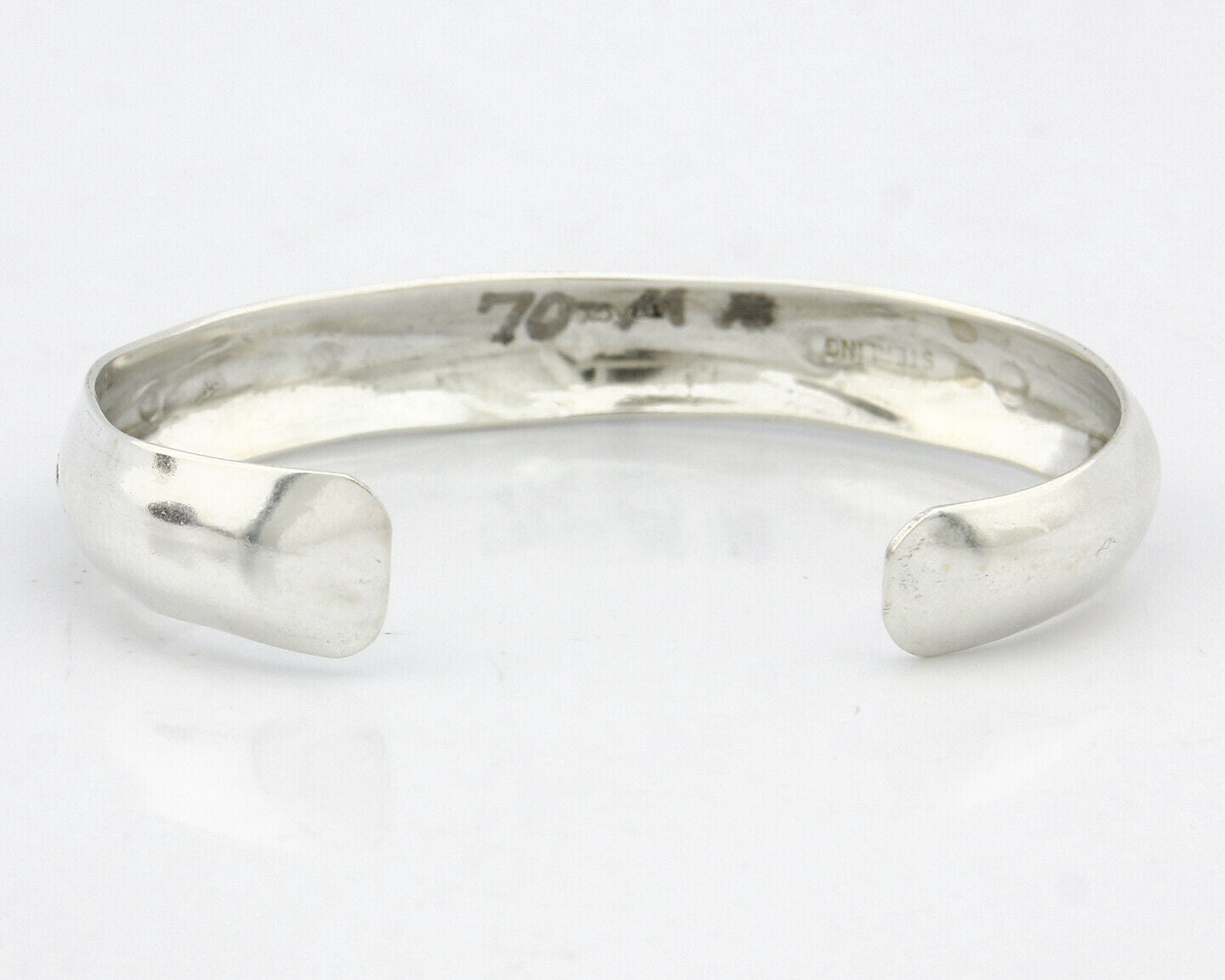 Navajo Bracelet SOLID .925 Silver Hand Stamped Signed Tract C.80's