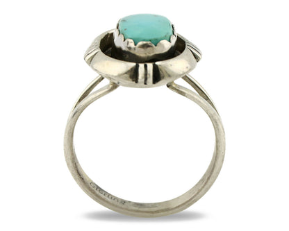Navajo Ring .925 Silver Kingman Turquoise Handmade Native American Artist C.80's