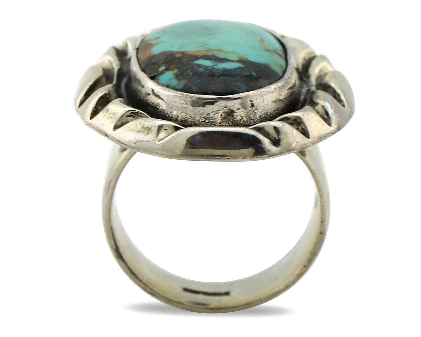 Navajo Ring 925 Silver Turquoise Mountain Artist Signed C Montoya C.80's