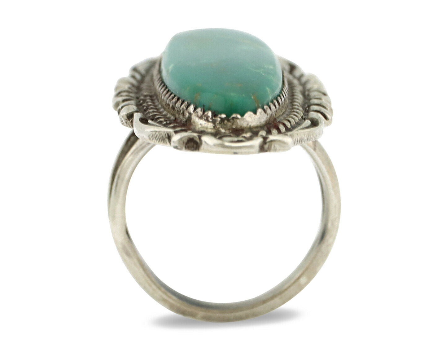 Navajo Ring .925 Silver Green Turquoise Signed Billy Eagle C.80's