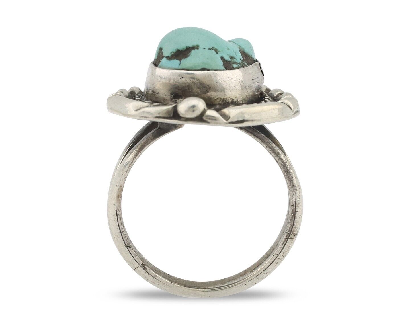 Navajo Handmade Ring 925 Silver Nugget Royston Turquoise Native Artist C.80's