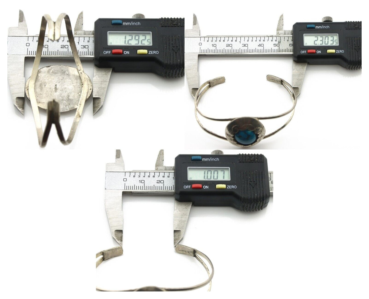 Navajo Cuff Bracelet 925 Silver Natural Turquoise Native American Artist C.80's