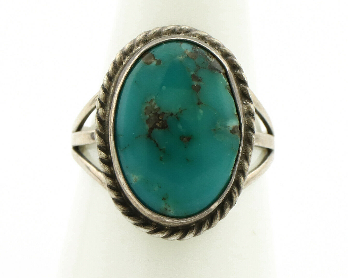 Navajo Ring .925 Silver Blue Turquoise Native American Artist C.1980's