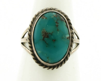 Navajo Ring .925 Silver Blue Turquoise Native American Artist C.1980's