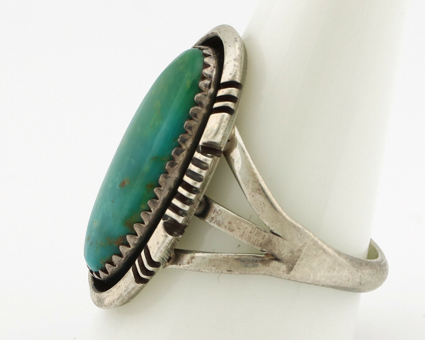 Navajo Ring .925 Silver Aqua Turquoise Native American Artist C.1980's