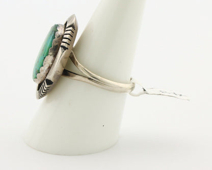 Navajo Ring .925 Silver Blue Gem Turquoise Artist Signed L.M. Nez C.80's