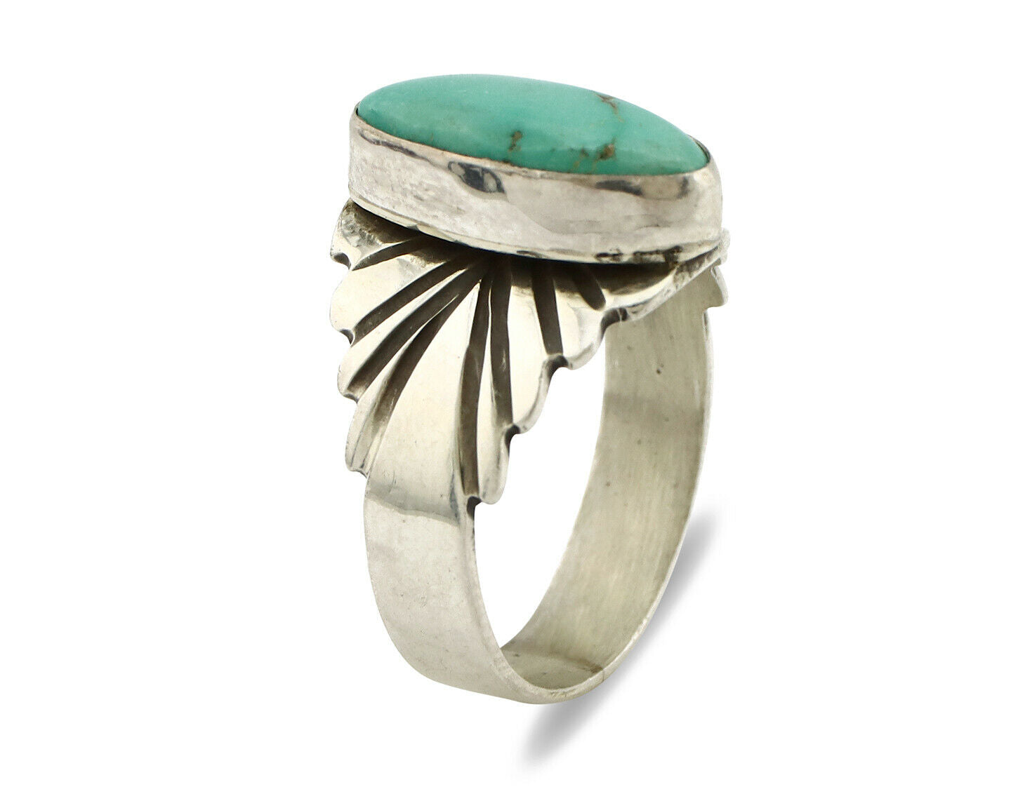 Navajo Ring .925 Silver Kingman Turquoise Artist Signed Apache C.80's